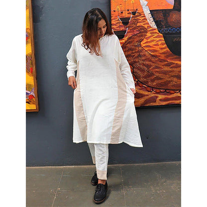 Chidiyaa Handwoven Cotton Milk Kurta with Pant