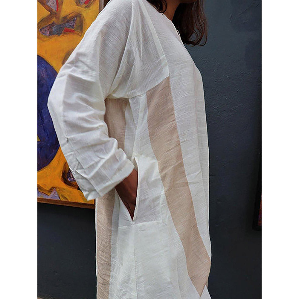 Chidiyaa Handwoven Cotton Milk Kurta with Pant
