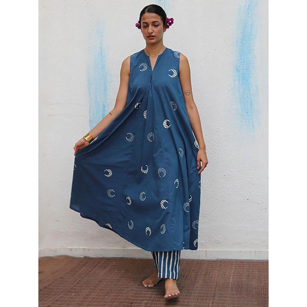 Chidiyaa Chandra Mallika Block Printed Cotton Kurta with Pant