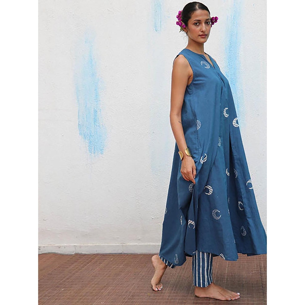 Chidiyaa Chandra Mallika Block Printed Cotton Kurta with Pant