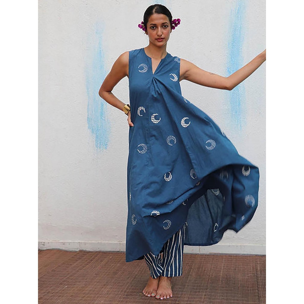 Chidiyaa Chandra Mallika Block Printed Cotton Kurta with Pant