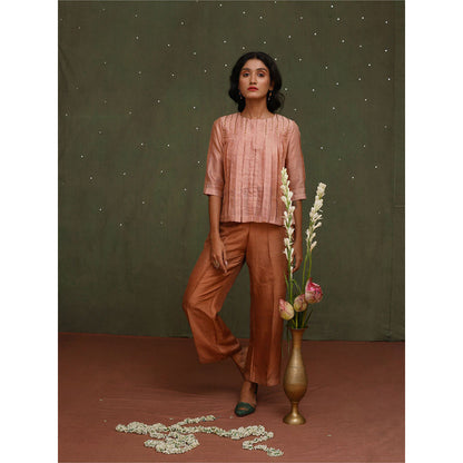 Chokhi Chorri Peach Chandra Top & Pant Co-ord (Set of 2)