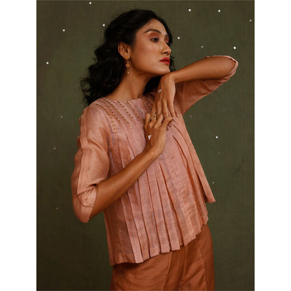 Chokhi Chorri Peach Chandra Top & Pant Co-ord (Set of 2)