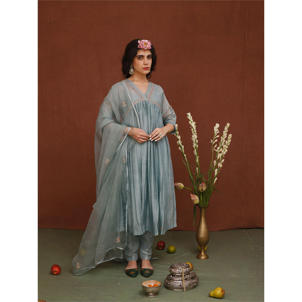 Chokhi Chorri Blue Shashi Anarkali Kurta (Set of 3)