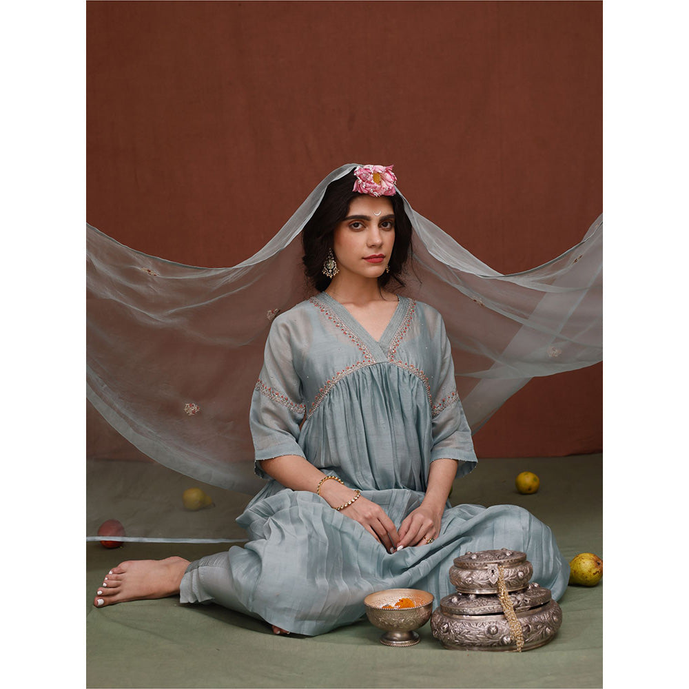 Chokhi Chorri Blue Shashi Anarkali Kurta (Set of 3)