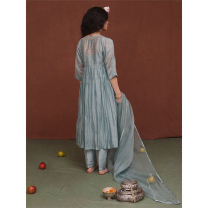 Chokhi Chorri Blue Shashi Anarkali Kurta (Set of 3)