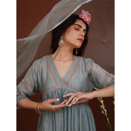 Chokhi Chorri Blue Shashi Anarkali Kurta (Set of 3)