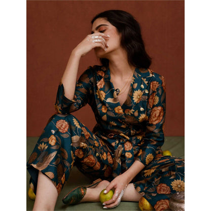 Chokhi Chorri Navy Blue Purnima Co-ord (Set of 3)