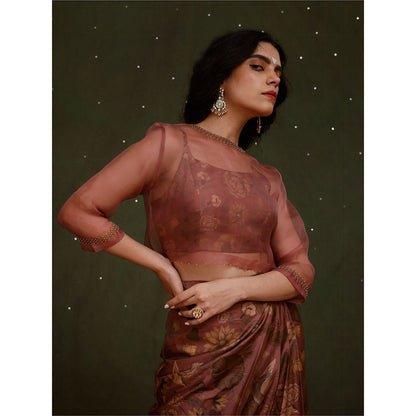 Chokhi Chorri Pink Akasha Crop Top with Jacket & Skirt (Set of 3)