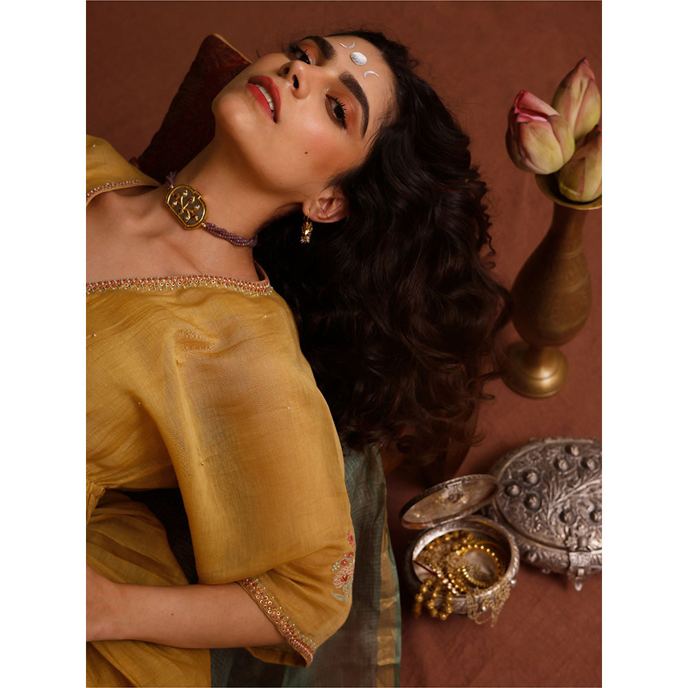 Chokhi Chorri Yellow Chandrama Maxi Dress with Inner (Set of 2)