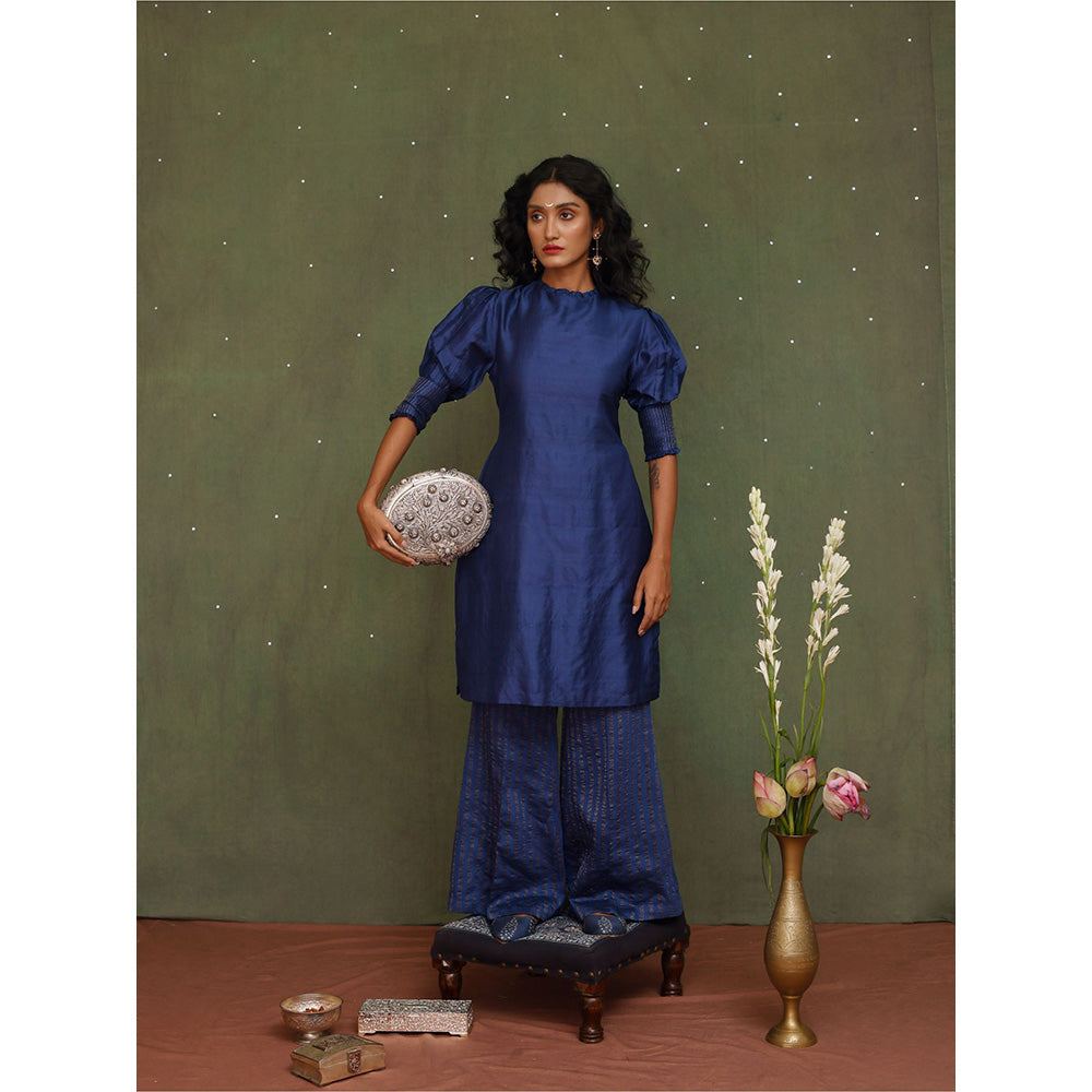 Chokhi Chorri Blue Amavasya Zari Woven Palazzo (Set of 2)