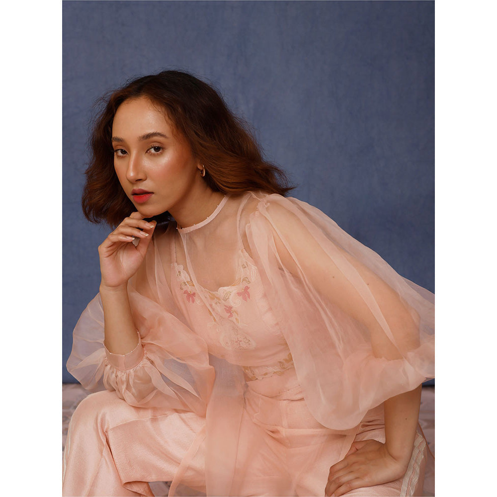 Chokhi Chorri Peach Alya Embroidered Kurta (Set of 3)