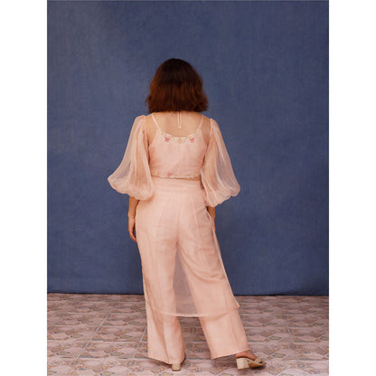 Chokhi Chorri Peach Alya Embroidered Kurta (Set of 3)