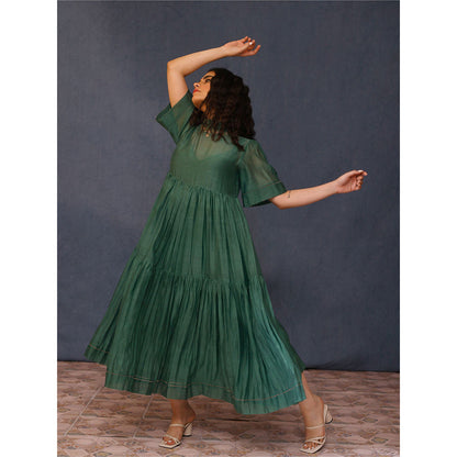 Chokhi Chorri Green Mona Maxi Dress with Inner (Set of 2)