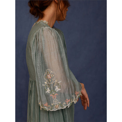 Chokhi Chorri Green Kyra Midi Dress with Inner (Set of 2)