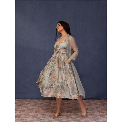 Chokhi Chorri Multi-Color Arzu Midi Dress with Jacket (Set of 2)