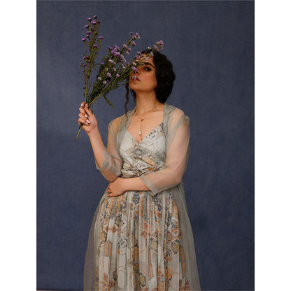 Chokhi Chorri Multi-Color Arzu Midi Dress with Jacket (Set of 2)