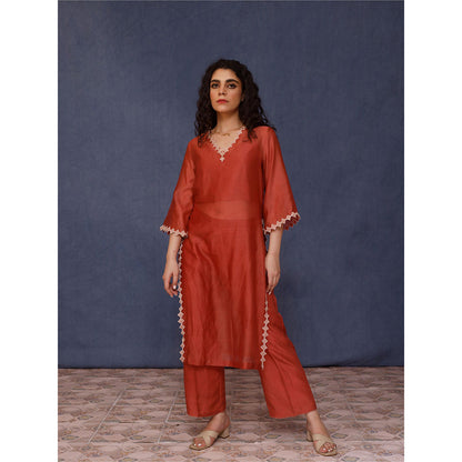 Chokhi Chorri Red Azin Kurta (Set of 3)