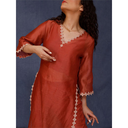 Chokhi Chorri Red Azin Kurta (Set of 3)