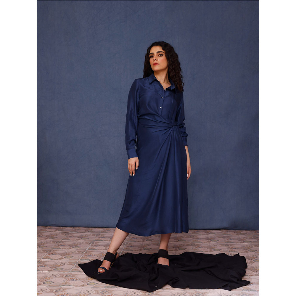 Chokhi Chorri Navy Blue Solid Afina Dress