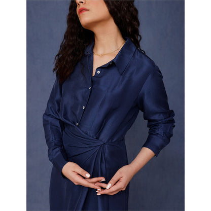 Chokhi Chorri Navy Blue Solid Afina Dress