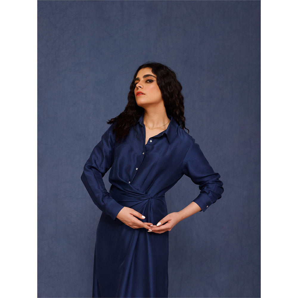 Chokhi Chorri Navy Blue Solid Afina Dress