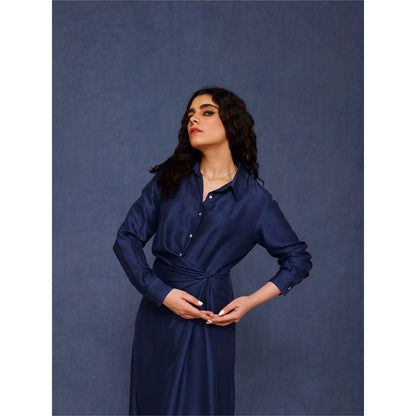 Chokhi Chorri Navy Blue Solid Afina Dress