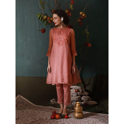 Chokhi Chorri Pink Kurta With Pant (Set of 2)