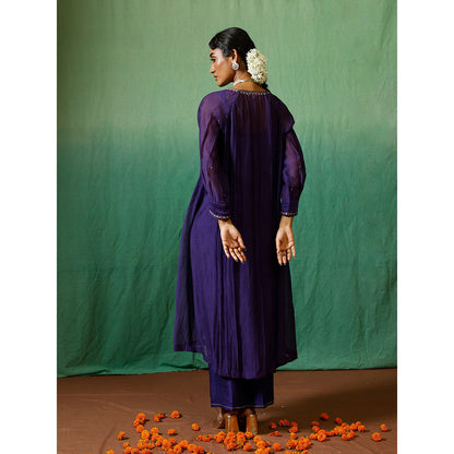 Chokhi Chorri Blue Kurta With Pant And Slip And Dupatta (Set of 4)