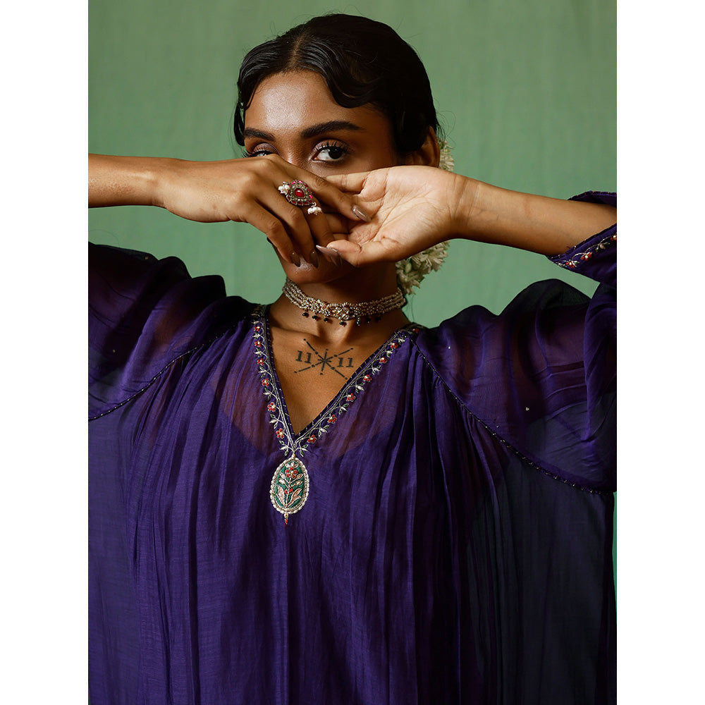 Chokhi Chorri Blue Kurta With Pant And Slip And Dupatta (Set of 4)