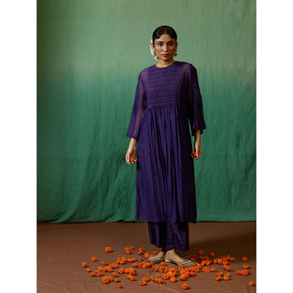 Chokhi Chorri Blue Kurta With Pant And Slip (Set of 3)