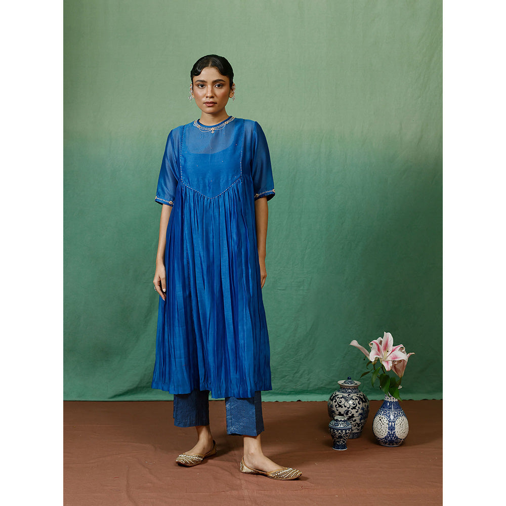 Chokhi Chorri Blue Kurta With Pant And Slip (Set of 3)