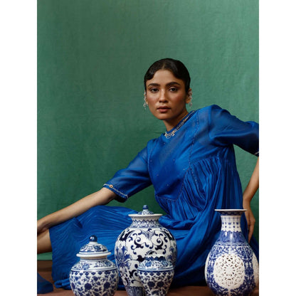 Chokhi Chorri Blue Kurta With Pant And Slip (Set of 3)