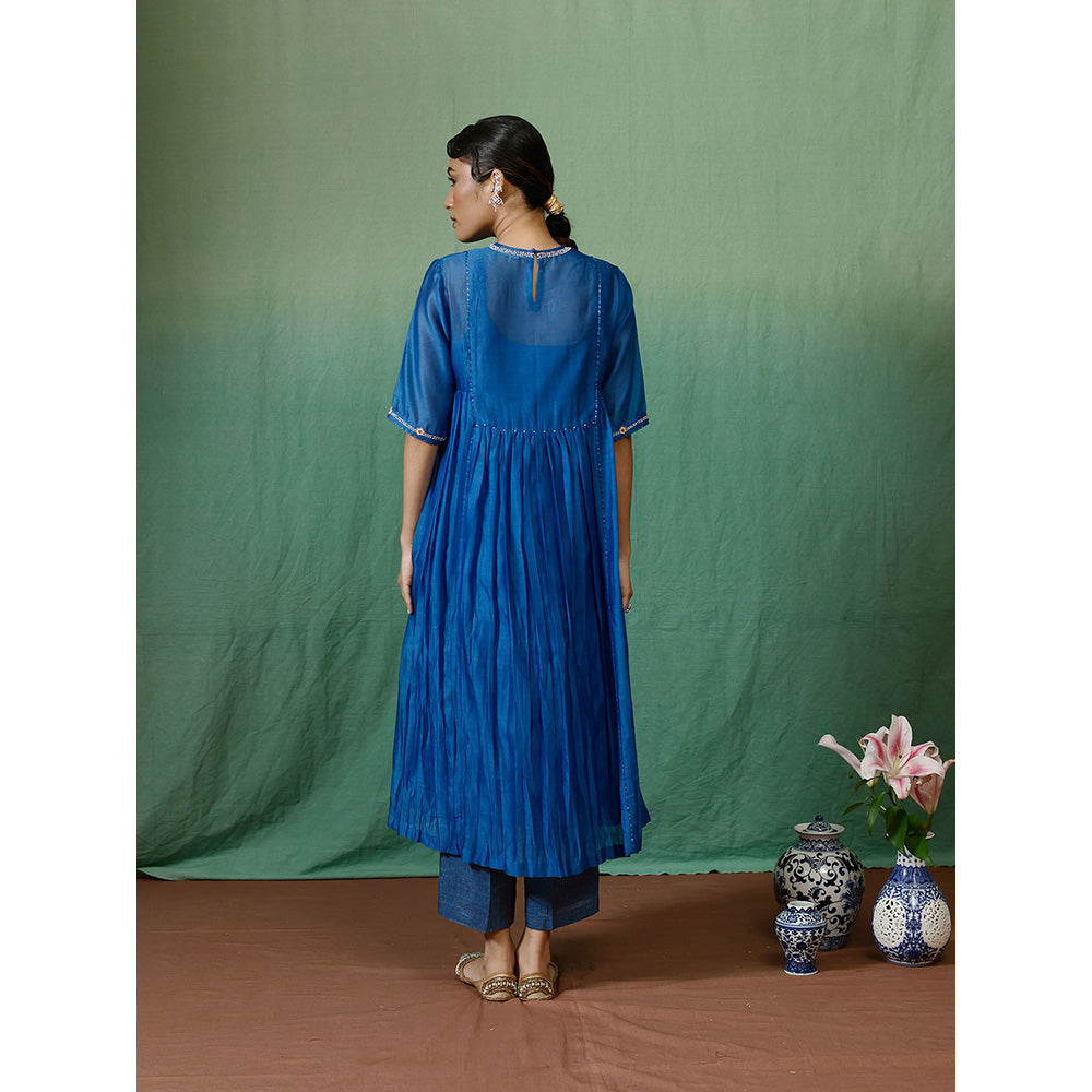 Chokhi Chorri Blue Kurta With Pant And Slip (Set of 3)