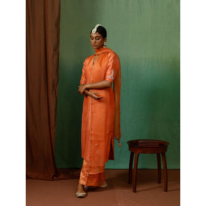 Chokhi Chorri Orange Kurta With Pant And Dupatta (Set of 3)