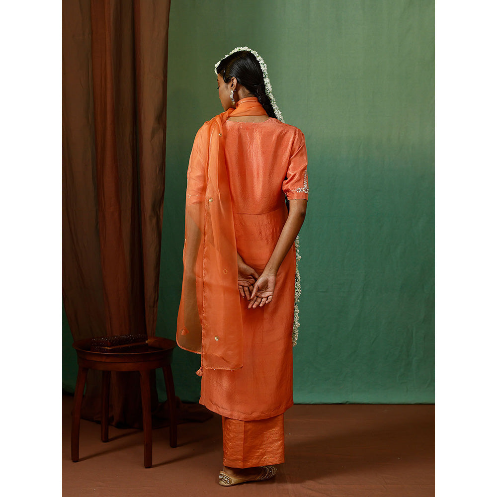 Chokhi Chorri Orange Kurta With Pant And Dupatta (Set of 3)