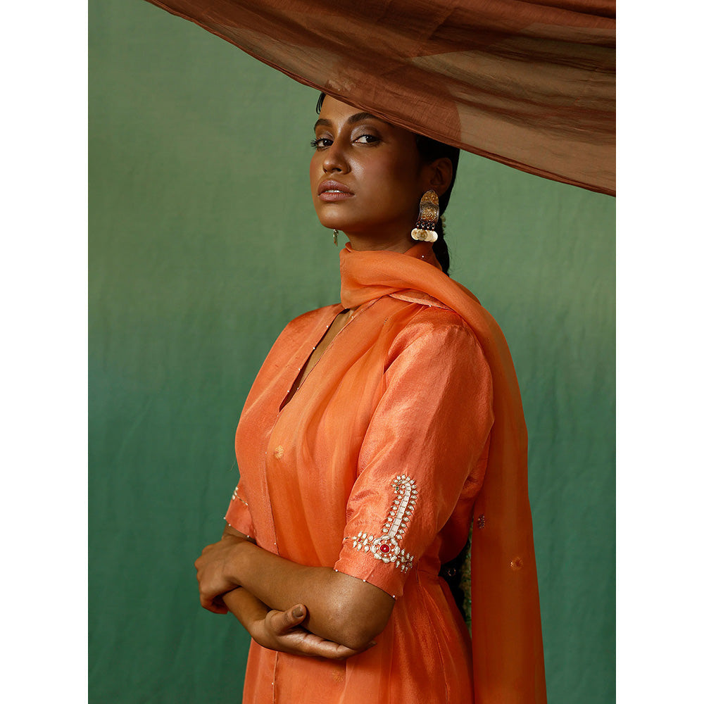 Chokhi Chorri Orange Kurta With Pant And Dupatta (Set of 3)