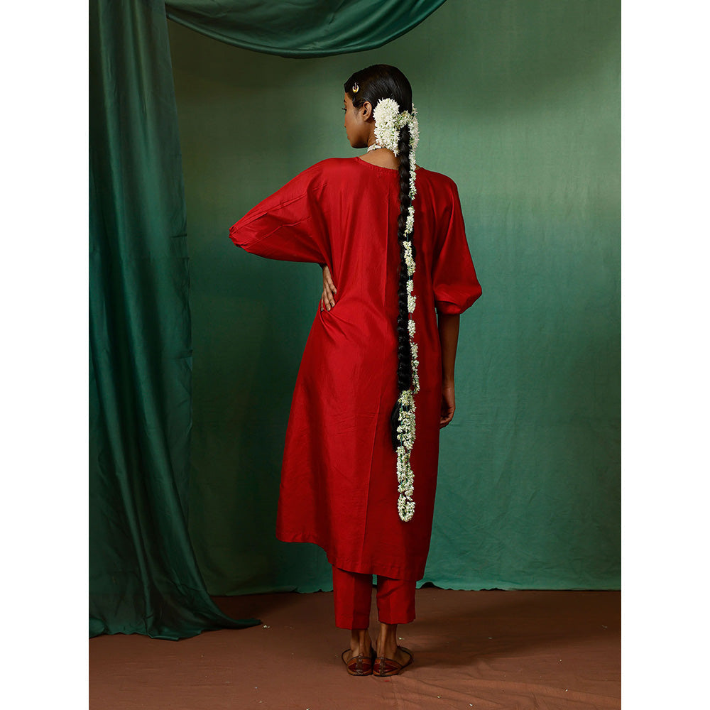 Chokhi Chorri Red Kurta With Pant And Dupatta (Set of 3)