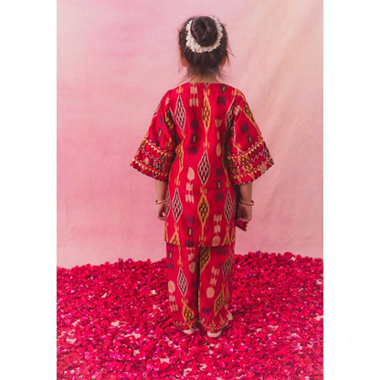 Chotibuti Red Mirror Work Kurta with Salwar