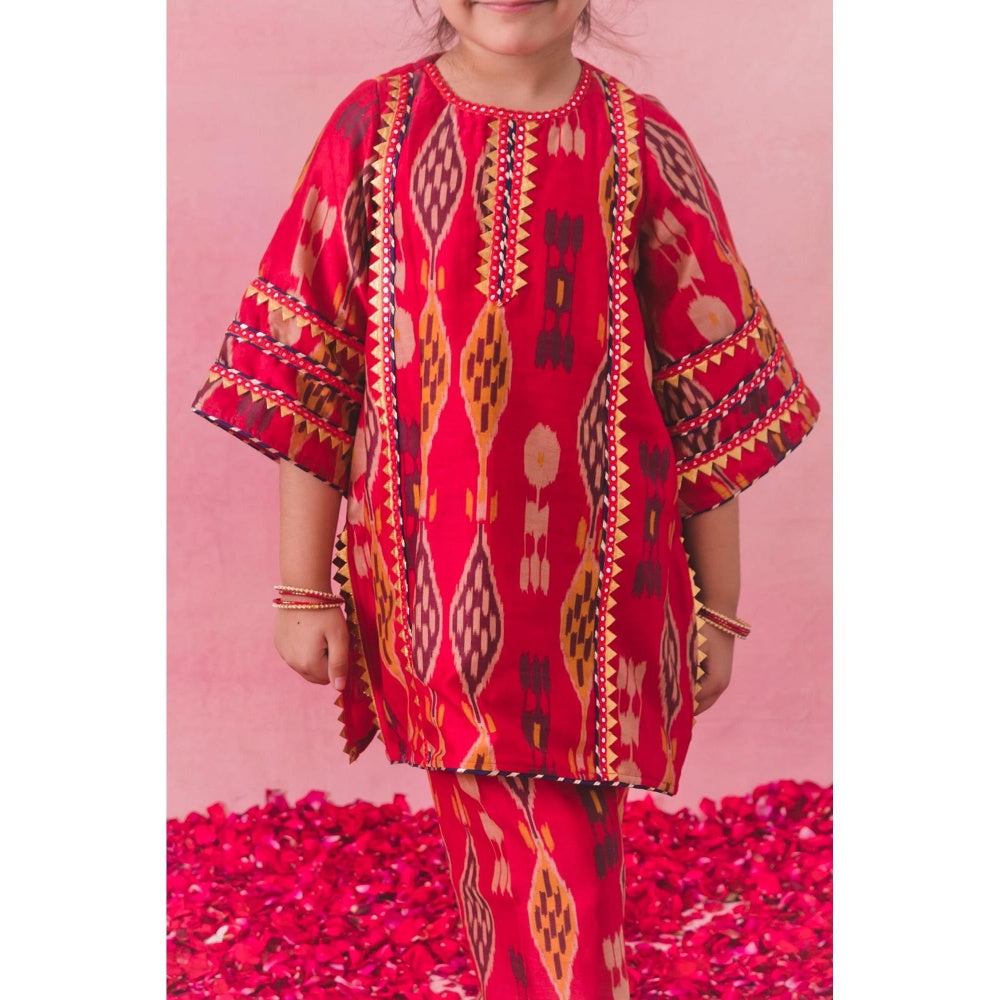 Chotibuti Red Mirror Work Kurta with Salwar