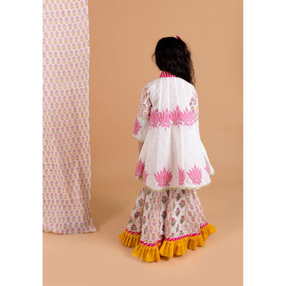 Chotibuti Lotus Off White Printed Kurta with Sharara