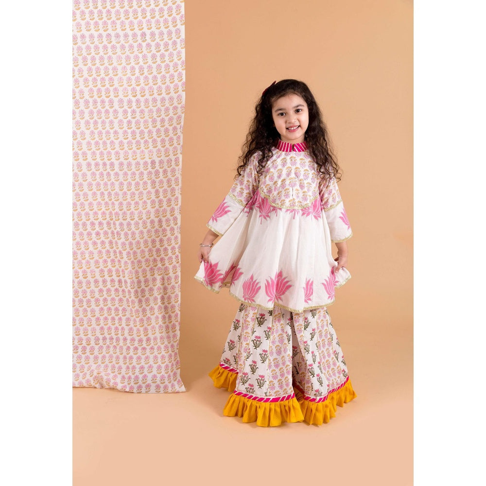 Chotibuti Lotus Off White Printed Kurta with Sharara
