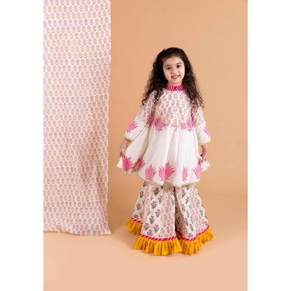 Chotibuti Lotus Off White Printed Kurta with Sharara