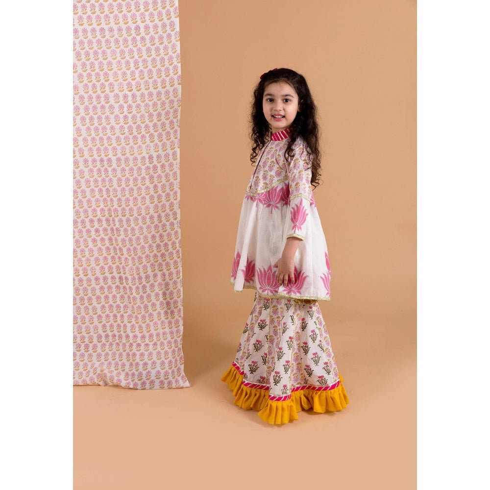 Chotibuti Lotus Off White Printed Kurta with Sharara