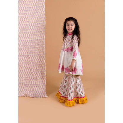 Chotibuti Lotus Off White Printed Kurta with Sharara