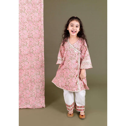 Chotibuti Pink Block Printed Kurta With Pants