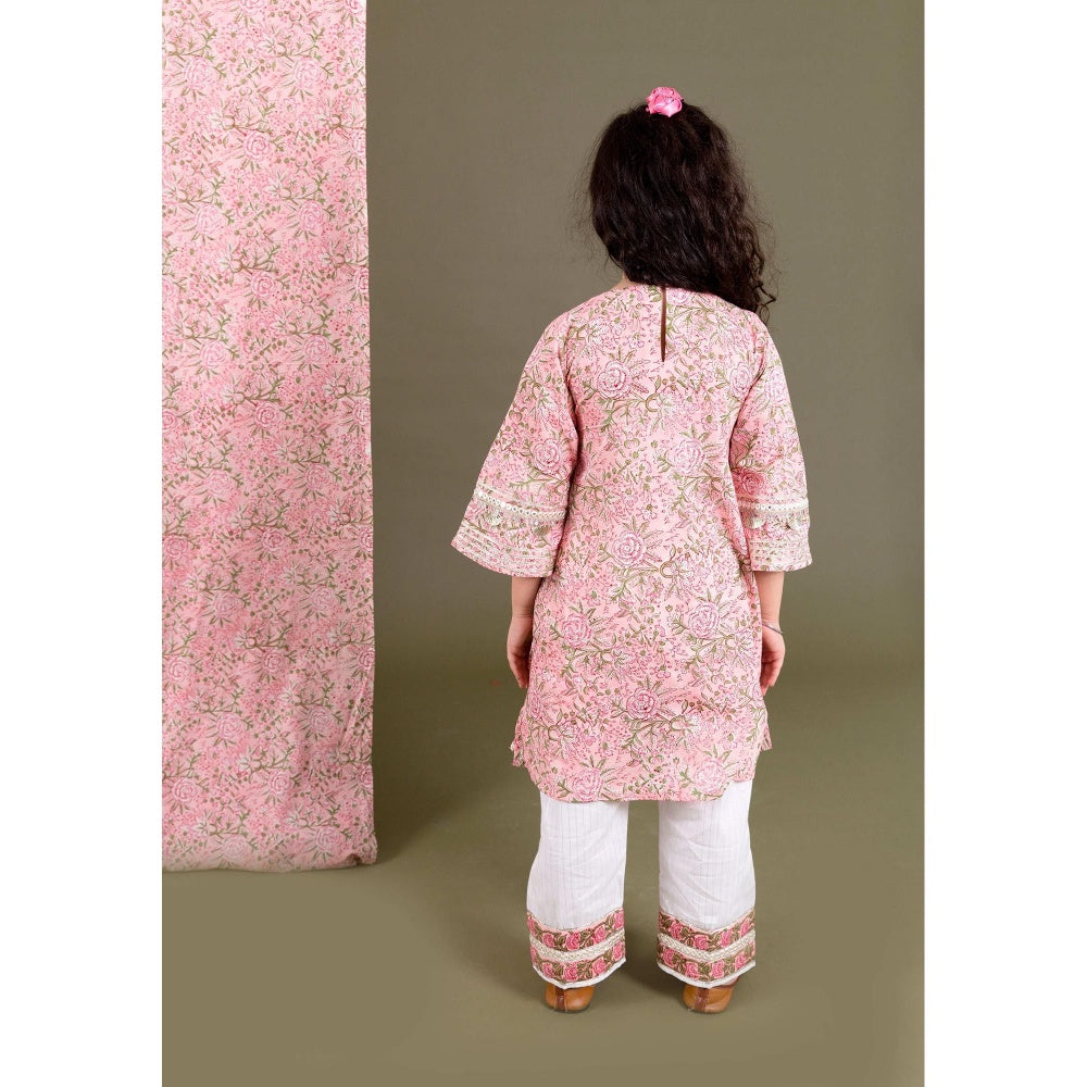 Chotibuti Pink Block Printed Kurta With Pants