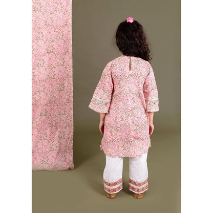 Chotibuti Pink Block Printed Kurta With Pants