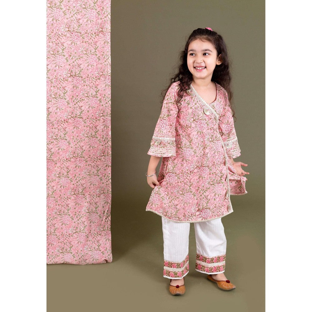 Chotibuti Pink Block Printed Kurta With Pants