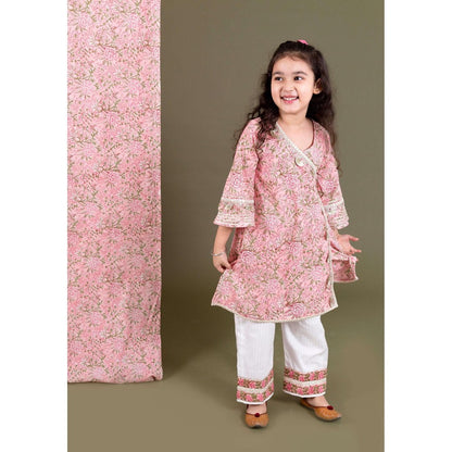Chotibuti Pink Block Printed Kurta With Pants